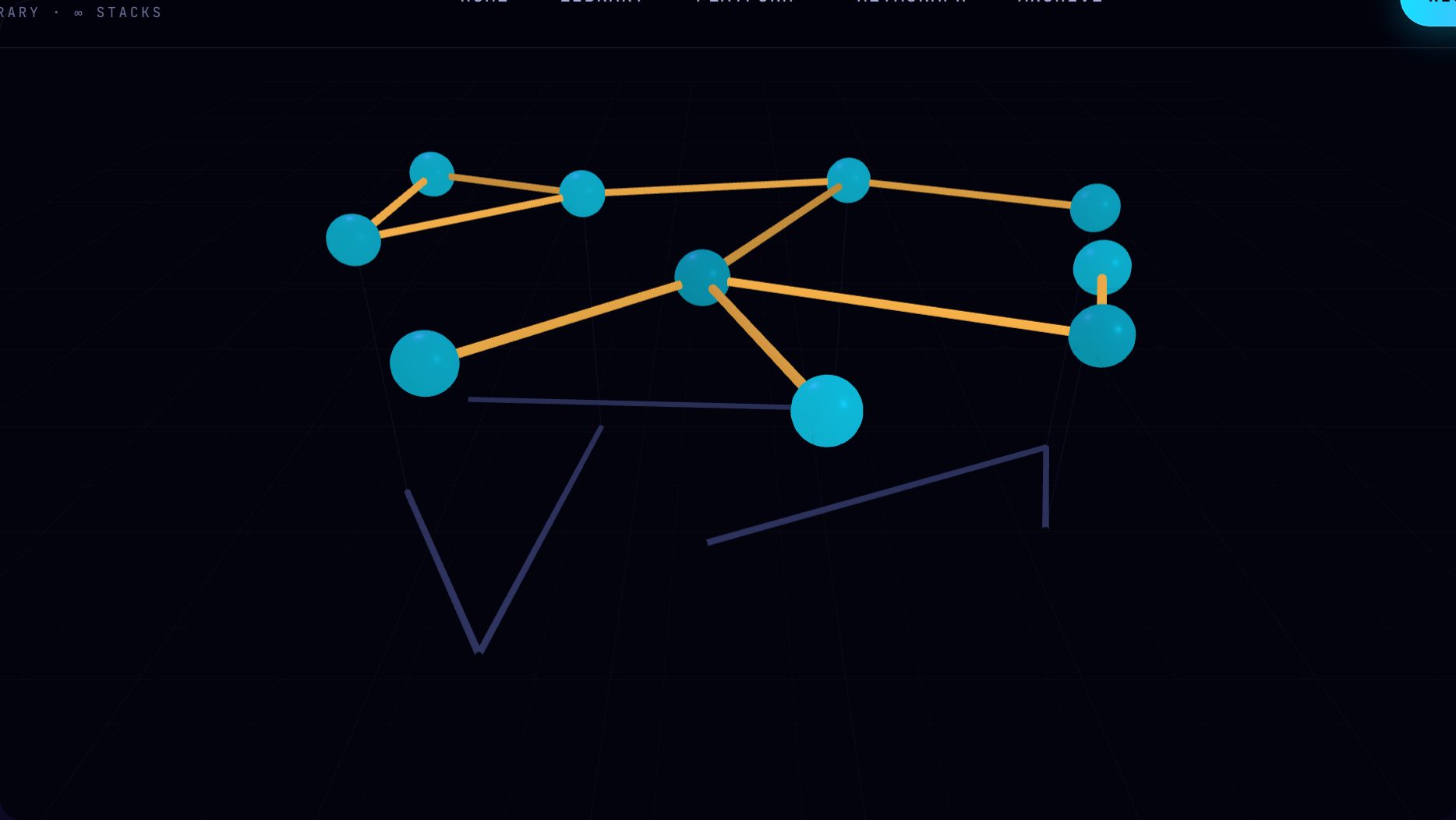 A rotating bi-temporal graph with current edges lit on the valid plane and expired edges dimmed below it, an agent receiving the current view in one query.
